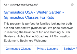 Gymnastics USA search advertisement