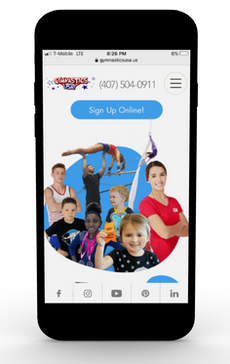 Gymnastics USA website shown on a mobile phone