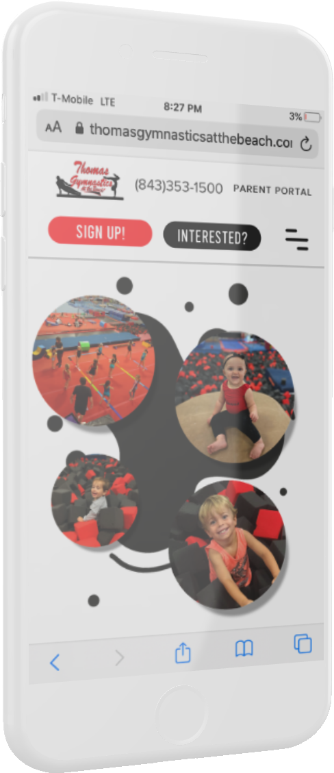 Mobile-optimized gymnastics club website