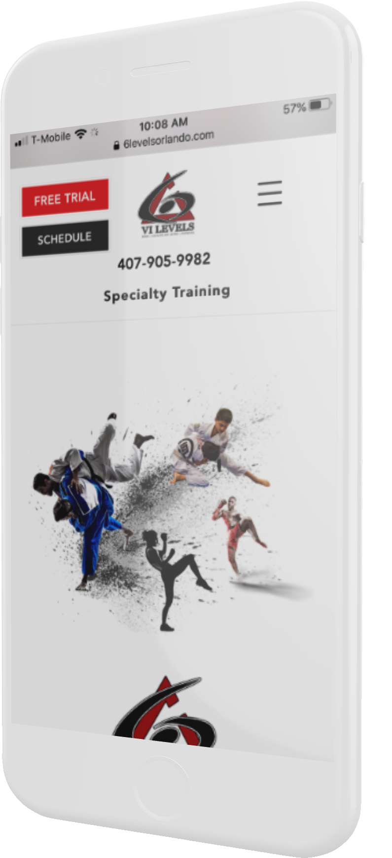 Mobile-optimized gymnastics club website